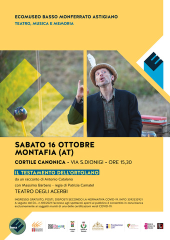 Ecomuseo Basso Monferrato - Teatro Musica e Memoria - Sabato 16 Ottobre 2021